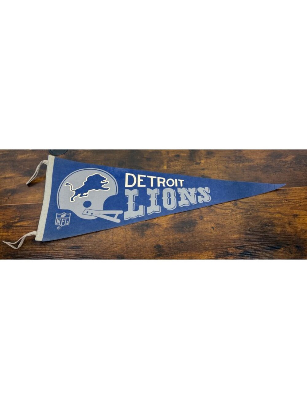Vintage Detroit Lions NFL Felt Pennant Blue & Gray 1960s Style Football
